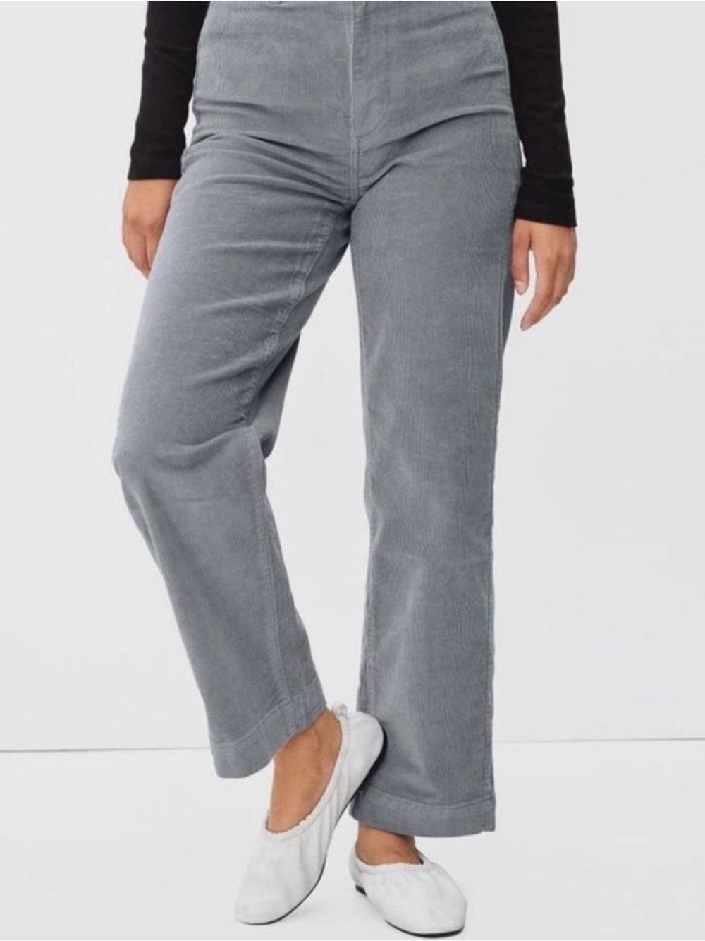 Everlane Wide-Leg High-Rise Corduroy Pants in Gray